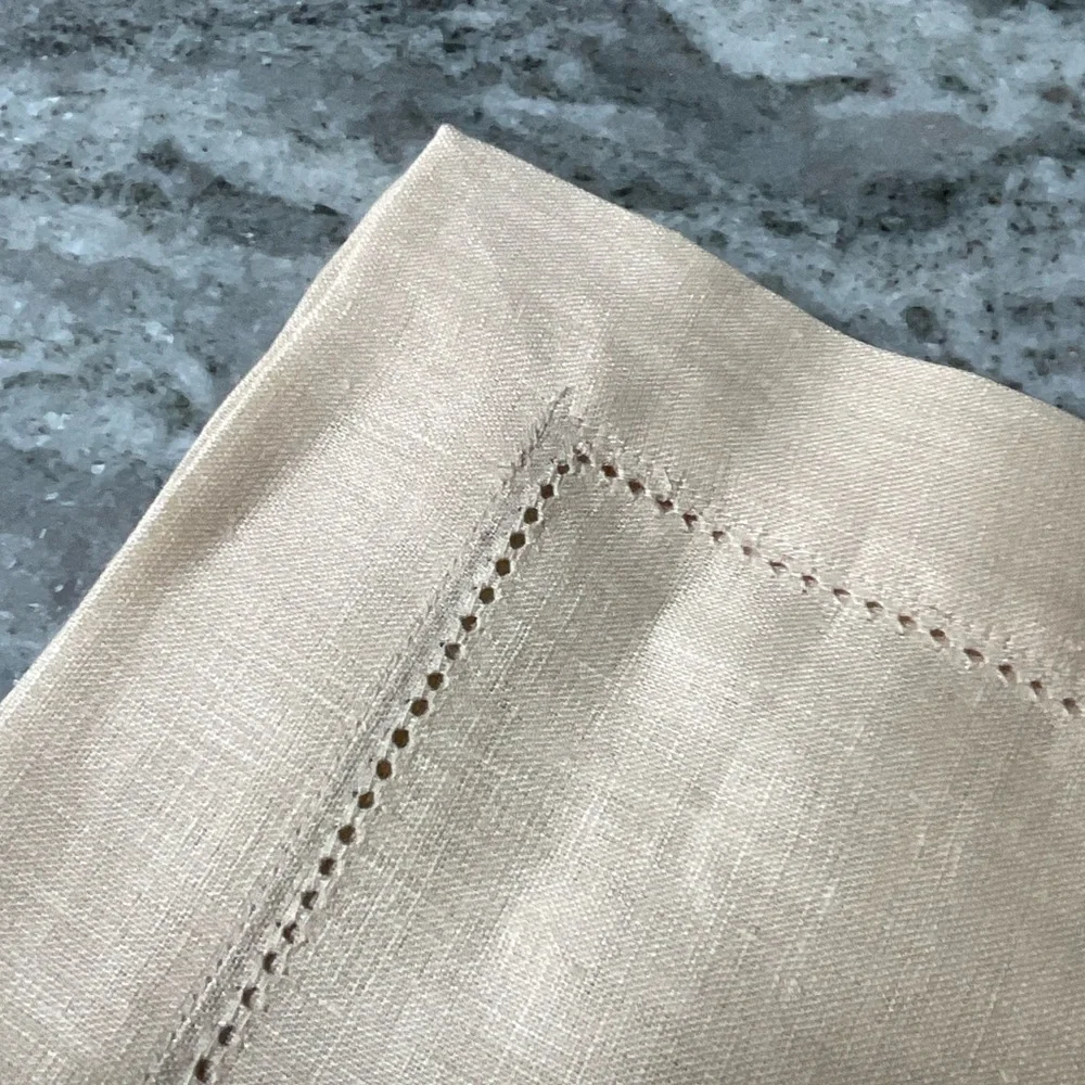 Solino Home Linen Table Runner 100% Champagne Beige 14” x 120”